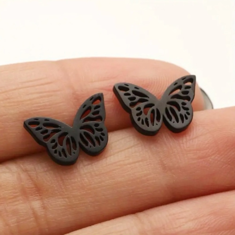 BOGO! Dainty Butterfly earrings in color Black - Boutique NEW